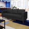 Flash Furniture Hercules Artemis Commercial Modular Sofa for Reception and Lobby Use, Solid Wood Legs, 4 Outlets, 2 USB, and 2 USB-C Ports, Black LeatherSoft(Black)