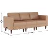 Flash Furniture Hercules Artemis Commercial Modular Sofa for Reception and Lobby Use, Solid Wood Legs, 4 Outlets, 2 USB, and 2 USB-C Ports, Black LeatherSoft(Cognac)