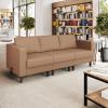 Flash Furniture Hercules Artemis Commercial Modular Sofa for Reception and Lobby Use, Solid Wood Legs, 4 Outlets, 2 USB, and 2 USB-C Ports, Black LeatherSoft(Cognac)