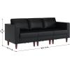 Flash Furniture Hercules Artemis Commercial Modular Sofa for Reception and Lobby Use, Solid Wood Legs, 4 Outlets, 2 USB, and 2 USB-C Ports, Black LeatherSoft(Black)