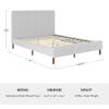 Martha Stewart Britta Platform Bed with Headboard & Footboard, Faux Linen Upholstery with Piping Detail, Rounded Headboard, No Box Spring Needed, King, Beige(Gray Fabric/Walnut Legs)