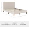 Martha Stewart Britta Platform Bed with Headboard & Footboard, Faux Linen Upholstery with Piping Detail, Rounded Headboard, No Box Spring Needed, King, Beige(Beige Fabric/Walnut Legs)