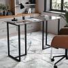 Martha Stewart Eli Home Office Desk with Glass Top and Steel Frame, Polished Brass(Clear Top/Oil Rubbed Bronze Frame)