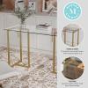 Martha Stewart Eli Home Office Desk with Glass Top and Steel Frame, Polished Brass(Clear Top/Polished Brass Frame)