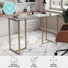 Martha Stewart Eli Home Office Desk with Glass Top and Steel Frame, Polished Brass(Clear Top/Polished Brass Frame)
