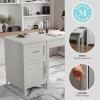 Martha Stewart Hutton Shaker Style Home Office Desk with Storage in White with Polished Brass Hardware(Gray/Brushed Nickel)