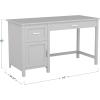 Martha Stewart Hutton Shaker Style Home Office Desk with Storage in White with Polished Brass Hardware(Gray/Brushed Nickel)