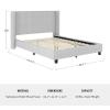 Martha Stewart Kay Low Profile Platform Bed with Wingback Headboard, Channel Stitched Faux Linen Upholstery, No Box Spring Needed, King, Beige(Gray Fabric/Black Legs)