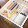 Martha Stewart Kerry Plastic Stackable Office Desk Drawer Organizers, 6″ x 3″, 6 Pack, with Gold Trim(12″ x 6″)