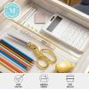 Martha Stewart Kerry Plastic Stackable Office Desk Drawer Organizers, 6″ x 3″, 6 Pack, with Gold Trim(12″ x 6″)