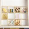 Martha Stewart Kerry Plastic Stackable Office Desk Drawer Organizers, 6″ x 3″, 6 Pack, with Gold Trim(3″ x 3″)