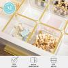 Martha Stewart Kerry Plastic Stackable Office Desk Drawer Organizers, 6″ x 3″, 6 Pack, with Gold Trim(3″ x 3″)