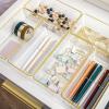 Martha Stewart Kerry Plastic Stackable Office Desk Drawer Organizers, 6″ x 3″, 6 Pack, with Gold Trim(6″ x 3″)