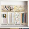 Martha Stewart Kerry Plastic Stackable Office Desk Drawer Organizers, 6″ x 3″, 6 Pack, with Gold Trim(6″ x 3″)