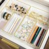 Martha Stewart Kerry Plastic Stackable Office Desk Drawer Organizers, 6″ x 3″, 6 Pack, with Gold Trim(6″ x 3″)