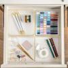 Martha Stewart Kerry Plastic Stackable Office Desk Drawer Organizers, 6″ x 3″, 6 Pack, with Gold Trim(6″ x 6″)