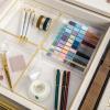 Martha Stewart Kerry Plastic Stackable Office Desk Drawer Organizers, 6″ x 3″, 6 Pack, with Gold Trim(6″ x 6″)