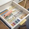 Martha Stewart Kerry Plastic Stackable Office Desk Drawer Organizers, 6″ x 3″, 6 Pack, with Gold Trim(9″ x 3″)