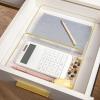 Martha Stewart Kerry Plastic Stackable Office Desk Drawer Organizers, 6″ x 3″, 6 Pack, with Gold Trim(9″ x 6″)