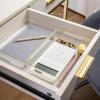 Martha Stewart Kerry Plastic Stackable Office Desk Drawer Organizers, 6″ x 3″, 6 Pack, with Gold Trim(9″ x 6″)