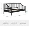 Martha Stewart Neely Platform Daybed with Wood Spindles, Solid Wood Frame, No Box Spring Needed, Twin Size, Light Beech(Black)