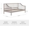 Martha Stewart Neely Platform Daybed with Wood Spindles, Solid Wood Frame, No Box Spring Needed, Twin Size, Light Beech(Grey)