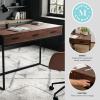 Martha Stewart Ollie Home Office Desk with 3 Drawers in Walnut Wood Grain with Polished Brass Hardware(Walnut Top/Oil Rubbed Bronze Frame)