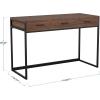 Martha Stewart Ollie Home Office Desk with 3 Drawers in Walnut Wood Grain with Polished Brass Hardware(Walnut Top/Oil Rubbed Bronze Frame)