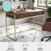 Martha Stewart Ollie Home Office Desk with 3 Drawers in Walnut Wood Grain with Polished Brass Hardware(Walnut Top/Polished Brass Frame)
