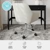 Martha Stewart Rayna Swivel Task Chair with Flared Arms for Home Office in White Boucle with Oil Rubbed Bronze Frame(Light Gray Fabric/Polished Nickel Frame)