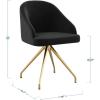 Martha Stewart Sora Stationary Swivel Task Chair with Sloped Arms for Home Office in Sage Faux Leather with Polished Brass Frame(Black Velvet/Polished Nickel)