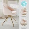 Martha Stewart Sora Stationary Swivel Task Chair with Sloped Arms for Home Office in Sage Faux Leather with Polished Brass Frame(Conch Shell Fabric/Polished Brass Frame)