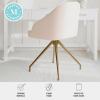 Martha Stewart Sora Stationary Swivel Task Chair with Sloped Arms for Home Office in Sage Faux Leather with Polished Brass Frame(Conch Shell Fabric/Polished Brass Frame)