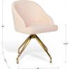 Martha Stewart Sora Stationary Swivel Task Chair with Sloped Arms for Home Office in Sage Faux Leather with Polished Brass Frame(Conch Shell Fabric/Polished Brass Frame)