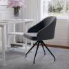 Martha Stewart Sora Stationary Swivel Task Chair with Sloped Arms for Home Office in Sage Faux Leather with Polished Brass Frame(Gray Velvet/Oil Rubbed Bronze)