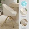Martha Stewart Sora Stationary Swivel Task Chair with Sloped Arms for Home Office in Sage Faux Leather with Polished Brass Frame(Off White Boucle/Polished Brass Frame)