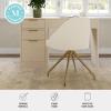 Martha Stewart Sora Stationary Swivel Task Chair with Sloped Arms for Home Office in Sage Faux Leather with Polished Brass Frame(Off White Boucle/Polished Brass Frame)