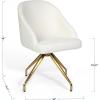 Martha Stewart Sora Stationary Swivel Task Chair with Sloped Arms for Home Office in Sage Faux Leather with Polished Brass Frame(Off White Boucle/Polished Brass Frame)