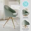 Martha Stewart Sora Stationary Swivel Task Chair with Sloped Arms for Home Office in Sage Faux Leather with Polished Brass Frame(Sage Faux Leather/Polished Brass Frame)