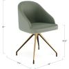 Martha Stewart Sora Stationary Swivel Task Chair with Sloped Arms for Home Office in Sage Faux Leather with Polished Brass Frame(Sage Faux Leather/Polished Brass Frame)