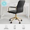 Martha Stewart Taytum Swivel Task Chair with Armrests for Home Office in White Faux Leather with Polished Brass Frame(Black Faux Leather/Polished Brass Frame)