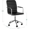 Martha Stewart Taytum Swivel Task Chair with Armrests for Home Office in White Faux Leather with Polished Brass Frame(Black Faux Leather/Polished Nickel)