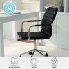 Martha Stewart Taytum Swivel Task Chair with Armrests for Home Office in White Faux Leather with Polished Brass Frame(Black Faux Leather/Polished Nickel)