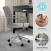 Martha Stewart Taytum Swivel Task Chair with Armrests for Home Office in White Faux Leather with Polished Brass Frame(Gray Faux Leather/Polished Nickel Frame)