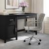 Martha Stewart Taytum Swivel Task Chair with Armrests for Home Office in White Faux Leather with Polished Brass Frame(Gray Faux Leather/Polished Nickel Frame)
