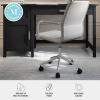 Martha Stewart Taytum Swivel Task Chair with Armrests for Home Office in White Faux Leather with Polished Brass Frame(Gray Faux Leather/Polished Nickel Frame)
