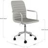 Martha Stewart Taytum Swivel Task Chair with Armrests for Home Office in White Faux Leather with Polished Brass Frame(Gray Faux Leather/Polished Nickel Frame)