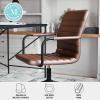 Martha Stewart Taytum Swivel Task Chair with Armrests for Home Office in White Faux Leather with Polished Brass Frame(Saddle Brown Faux Leather/Oil Rubbed Bronze)
