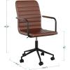Martha Stewart Taytum Swivel Task Chair with Armrests for Home Office in White Faux Leather with Polished Brass Frame(Saddle Brown Faux Leather/Oil Rubbed Bronze)
