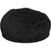 Flash Furniture Duncan Oversized Bean Bag Chair for Kids and Adults, Foam-Filled Beanbag Chair with Machine Washable Cover, Light Pink Polka Dot(Black Furry)